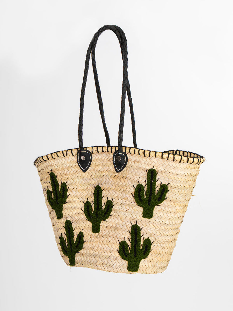Raffia Cactus Beach Bag Straw Beach Shoulder Bag, Crochet Woven